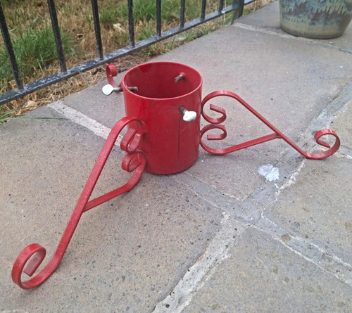 Red metal christmas live tree - red,